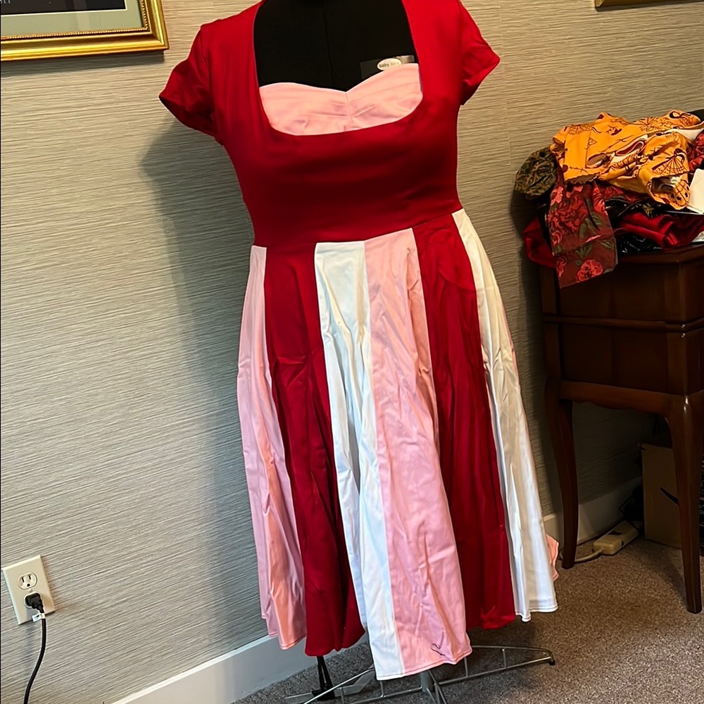 PUG Alfreda dress in red and pink